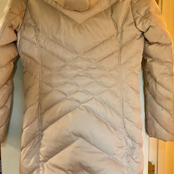 Kenneth Cole Reaction Birch Mid-Length Chevron Quilted Hooded Puffer Jacket Coat - Picture 4 of 4